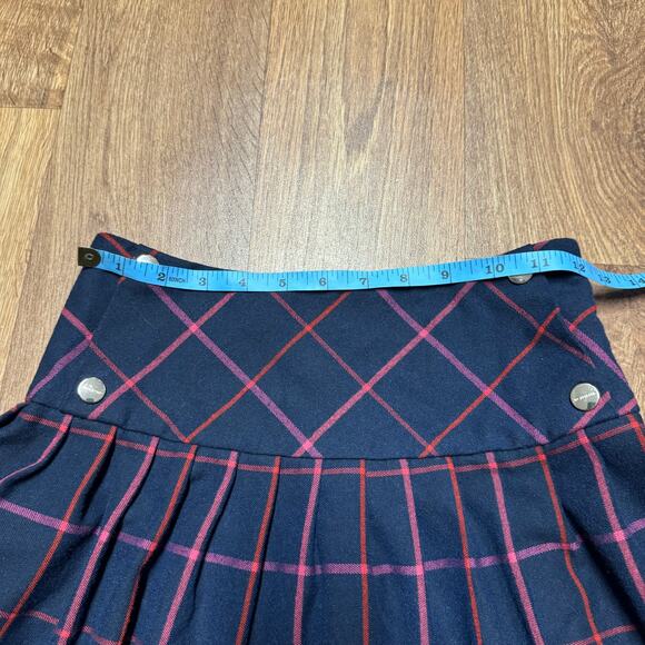 Jacadi Girls Tartan Pleated Skirt Navy Red Pink Plaid Buttons Size 12A/152CM - Picture 4 of 9